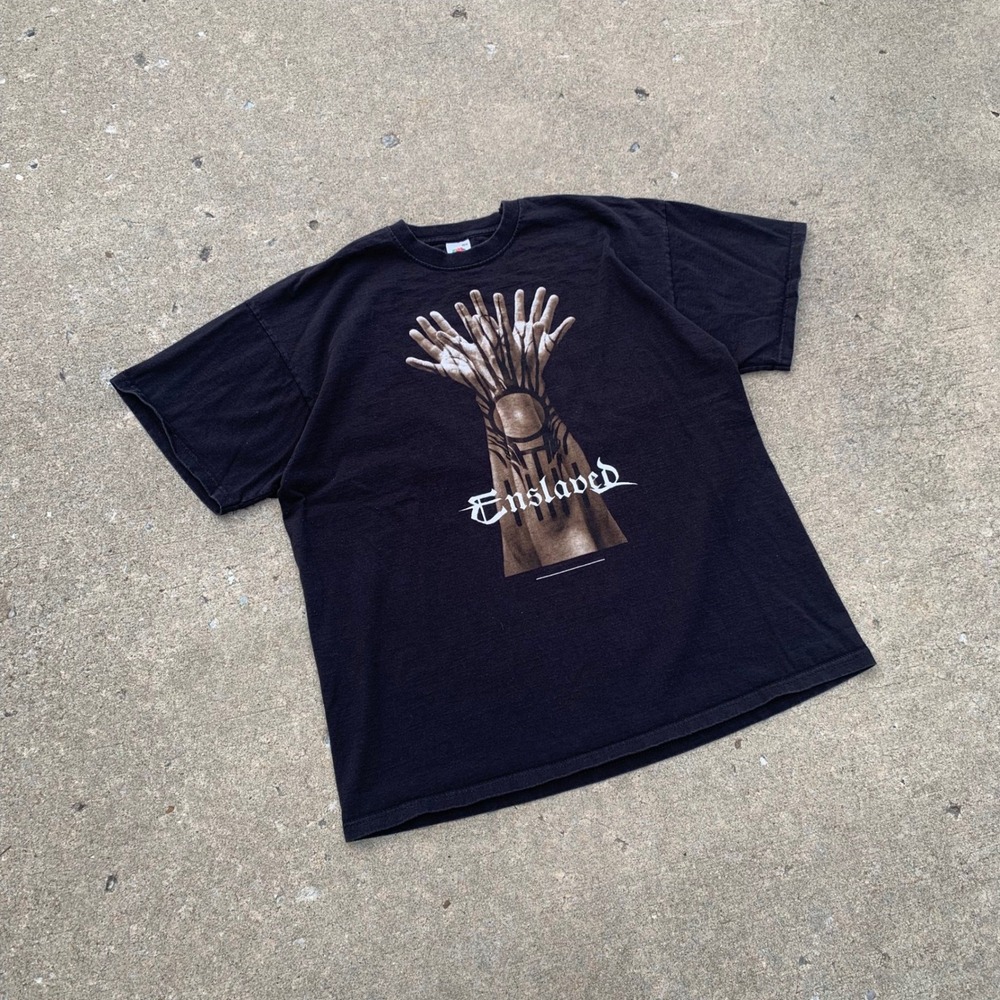 Enslaved Band Graphic T-Shirt Mens XXL Black Fruit of the Loom Heavy Cotton Tee